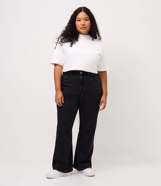 Pantalón de Jean Wide Leg Marmorizada Curve & Plus Size