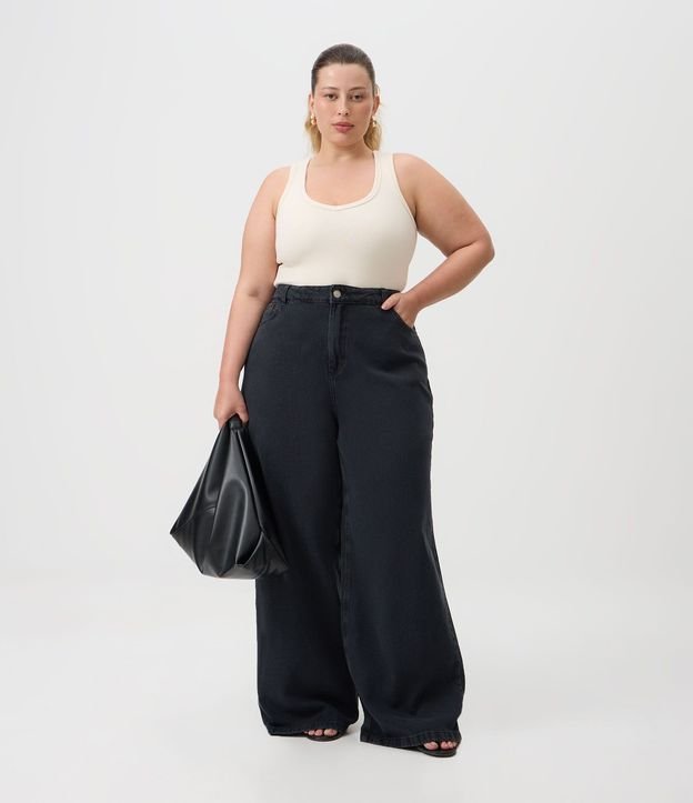 Pantalón de Jean Wide Leg Marmorizada Curve & Plus Size 3