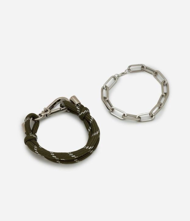 Kit con 02 Pulseras en Metal y Cuerda