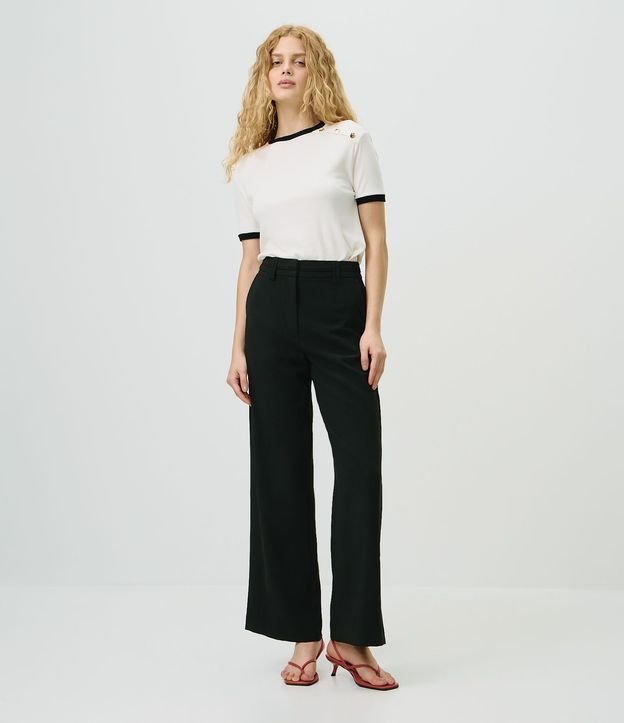 Pantalón Wide Leg Sastrería con Trabillas en la Cintura