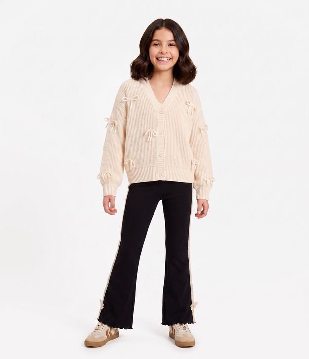 Cardigan Infantil en Punto con Lacitos Aplicados – Talle 5 a 14 años 1