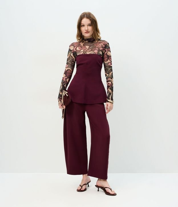 Pantalón Barrel sastrería en Crepé con Bolsillos traseros 1