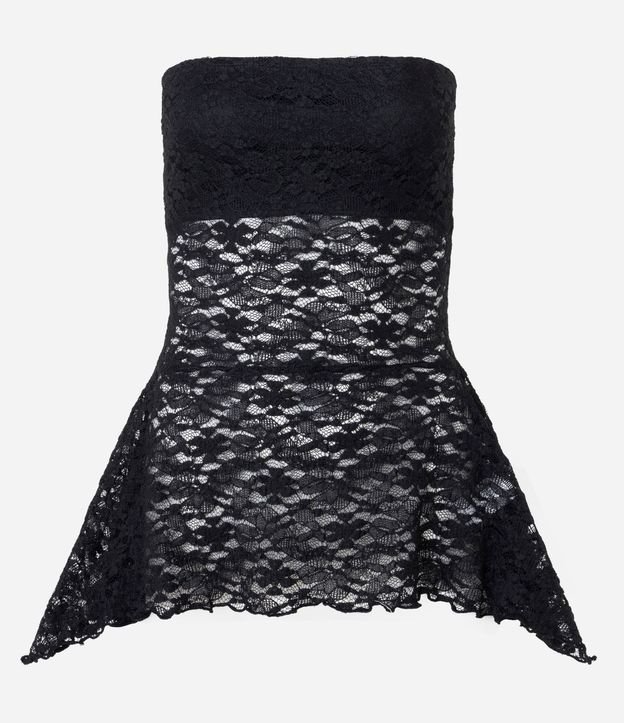Blusa Sin Breteles en Encaje con Puntas Diferenciadas 4