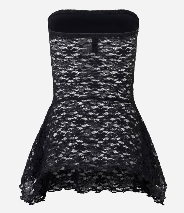 Blusa Sin Breteles en Encaje con Puntas Diferenciadas 7