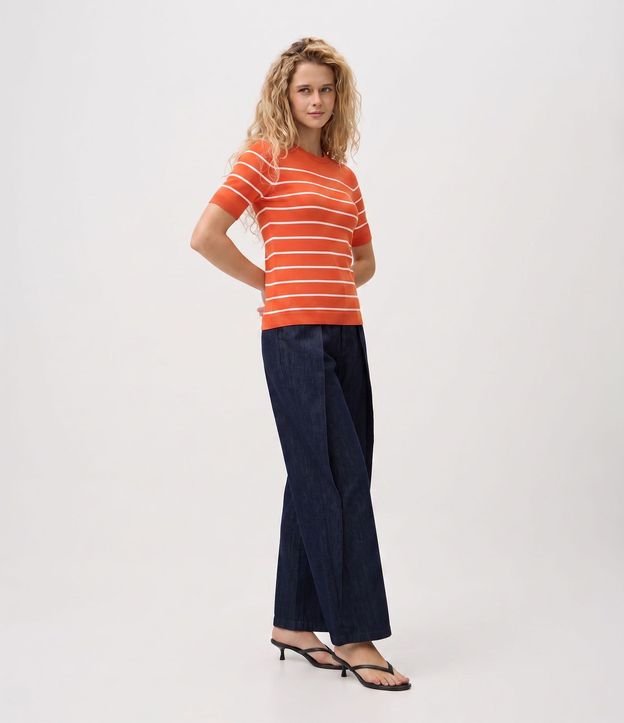 Blusa Manga corta en Punto con Estampa Rayada 2