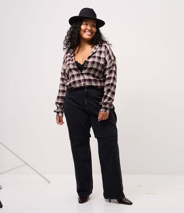 Camisa de Cuadros en Viscosa con Manga Larga Curve & Plus Size 2