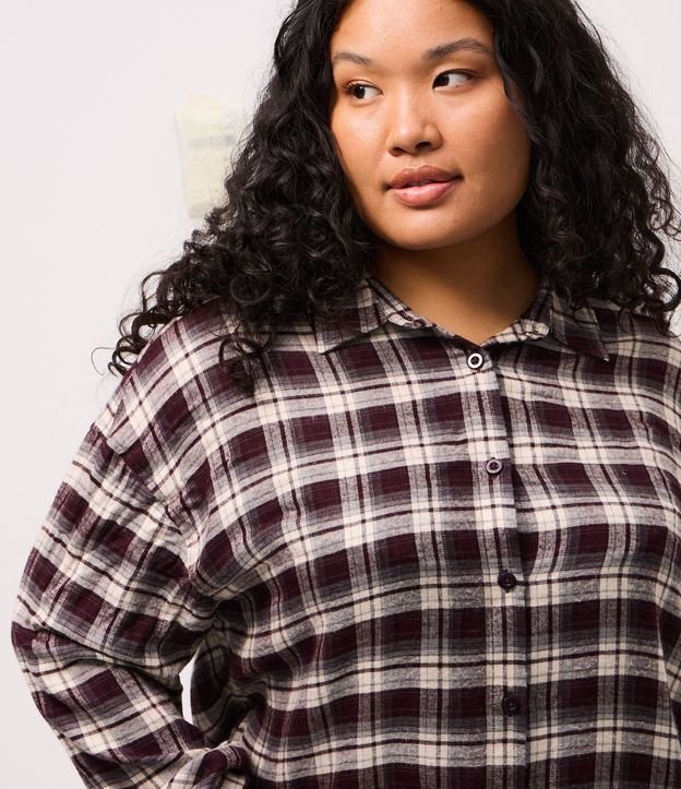 Camisa de Cuadros en Viscosa con Manga Larga Curve & Plus Size 3