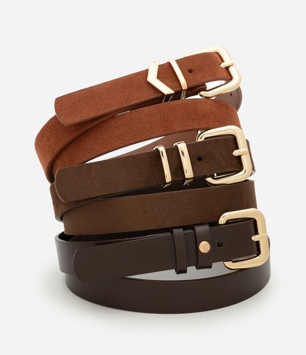 Set de Cinturones Femeninos con 3 Piezas en PU