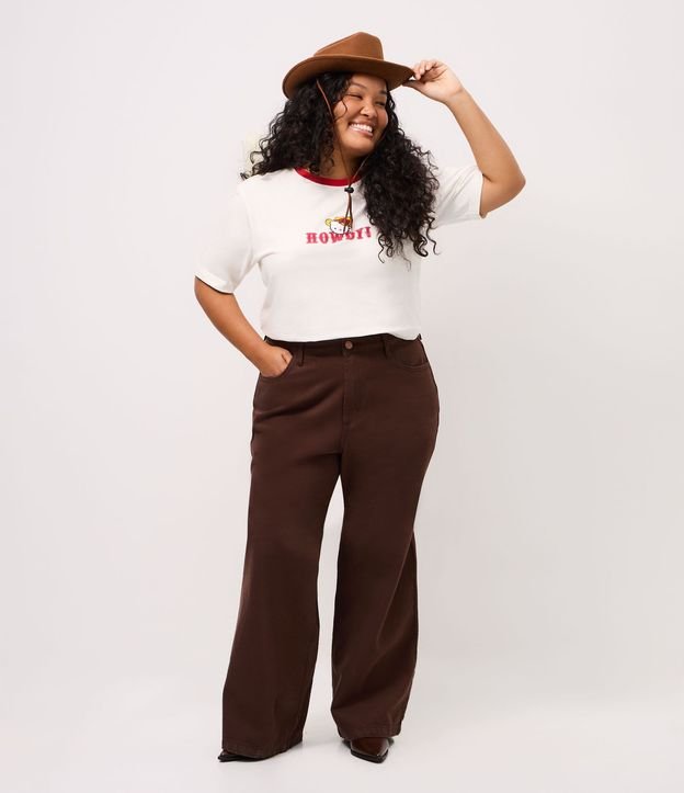 Pantalón  Wide Leg en Sarga con Elástico Interno Curve & Plus Size