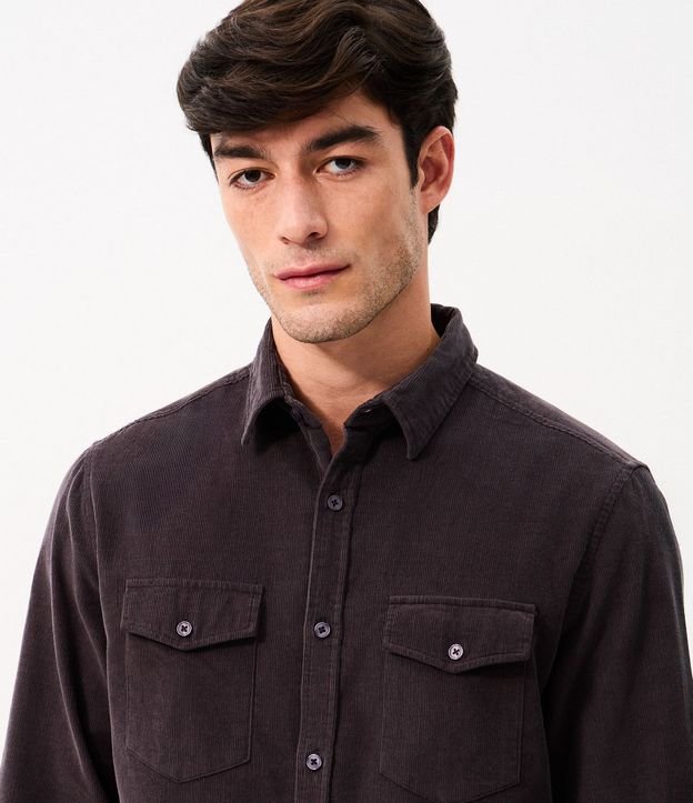 Camisa en Terciopelo con Bolsillos Delanteros 4