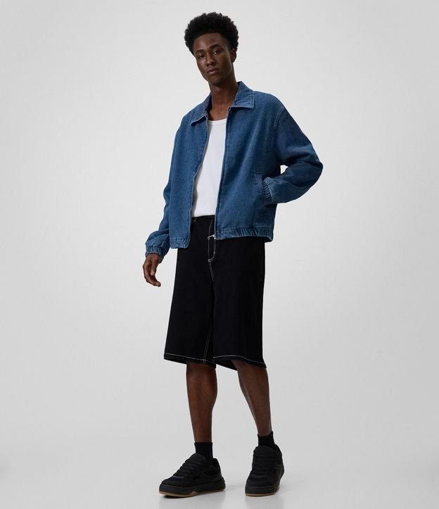 Campera Jeans Bomber con Cremallera 2