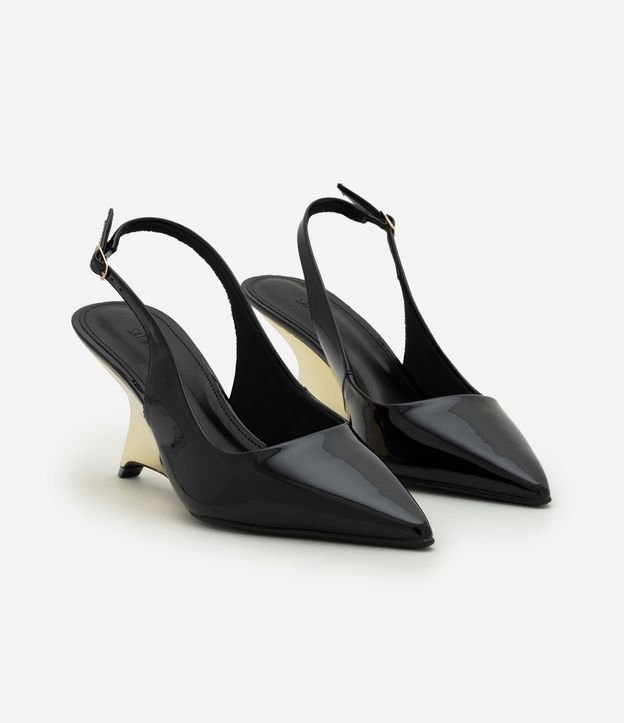 Zapato Slingback en PU con Salto Anabela Cromado 2