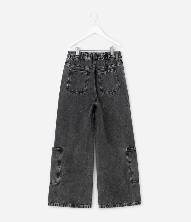 Pantalón Wide Leg Infantil en Jeans con Cinturón y Hebilla - Talle 5 a 16 años 4