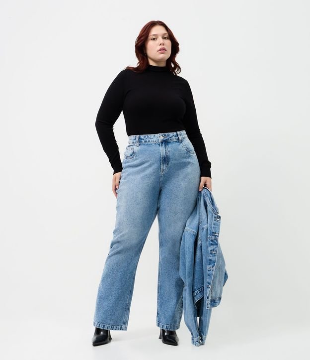 Pantalón Recto en Jeans con Brillo Aplicado Curve & Plus Size