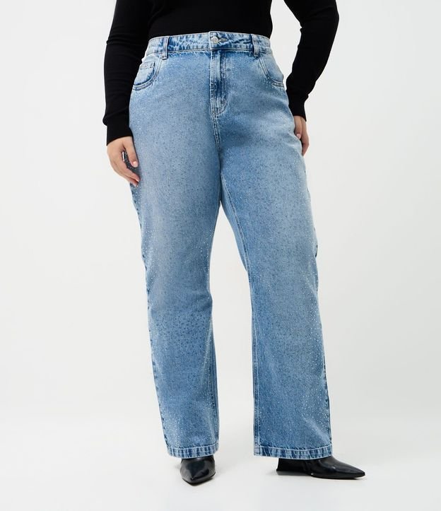 Pantalón Recto en Jeans con Brillo Aplicado Curve & Plus Size 2