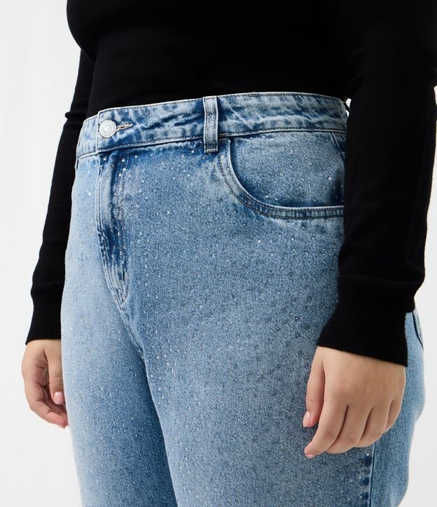 Pantalón Recto en Jeans con Brillo Aplicado Curve & Plus Size 3