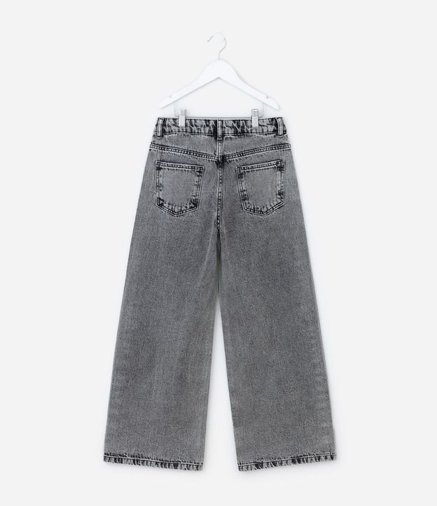 Pantalón Wide Leg Infantil en Jeans con Estrellas de Brillos - Talle 5 a 14 años 3