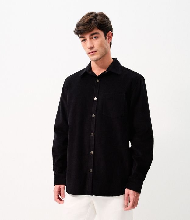 Camisa en Terciopelo con Bolsillo en el Pecho y Abotonado 4