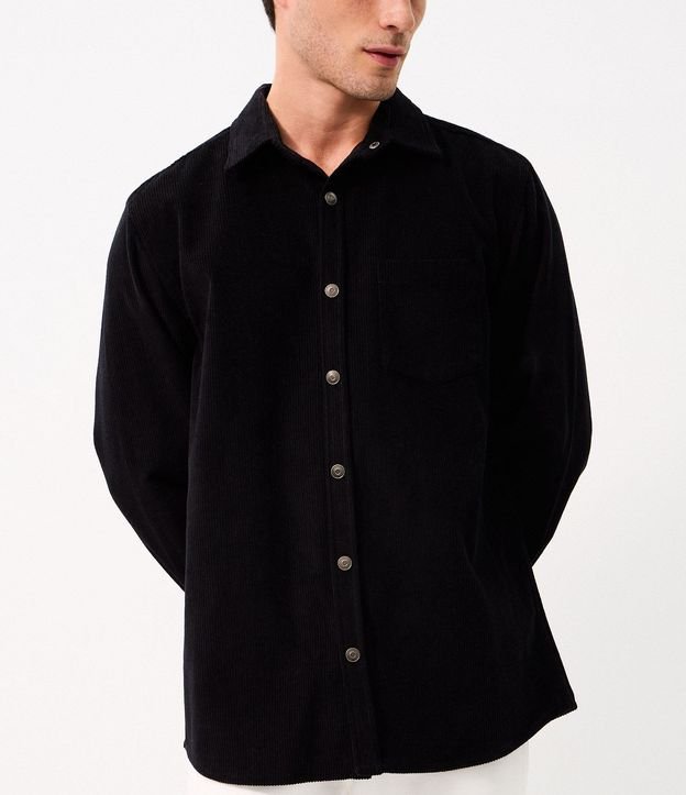 Camisa en Terciopelo con Bolsillo en el Pecho y Abotonado 5