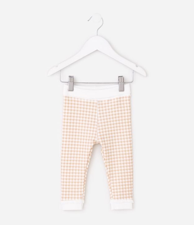 Pantalón Legging Infantil en Algodón de Cuadros con Encaje – Talle 0 a 18 Meses 2