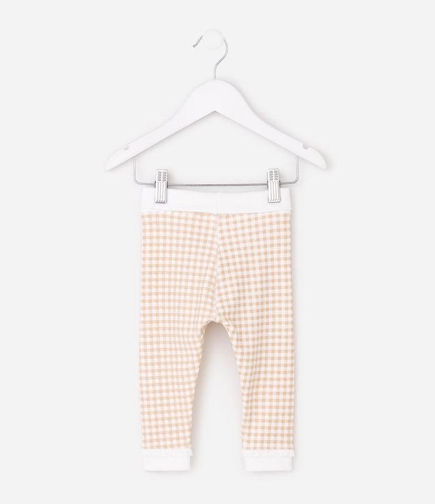 Pantalón Legging Infantil en Algodón de Cuadros con Encaje – Talle 0 a 18 Meses 3