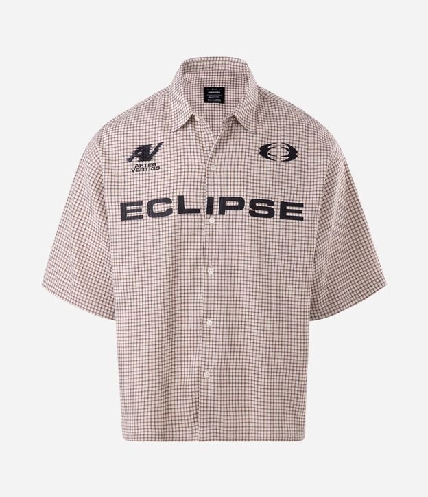 Camisa Oversized en Algodón con Textura Grid y Lettering Eclipse 5