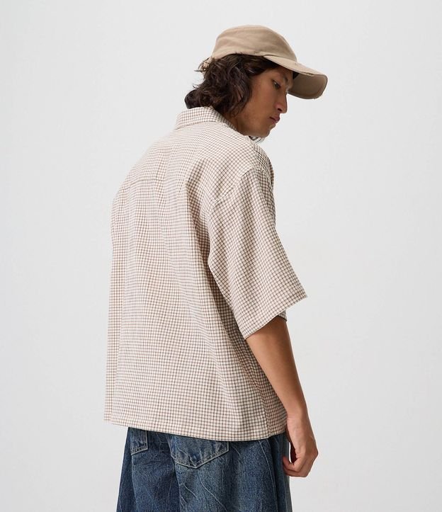 Camisa Oversized en Algodón con Textura Grid y Lettering Eclipse 3