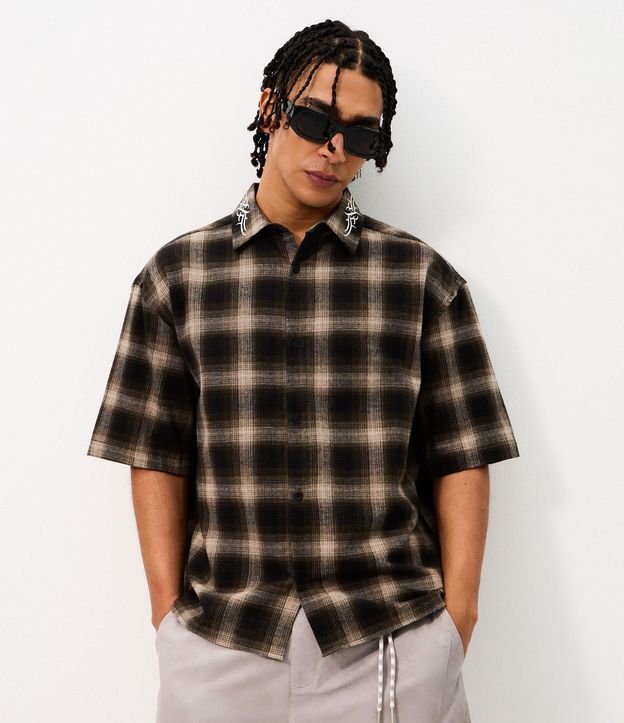 Camisa de Cuadros Boxy con Lettering 3