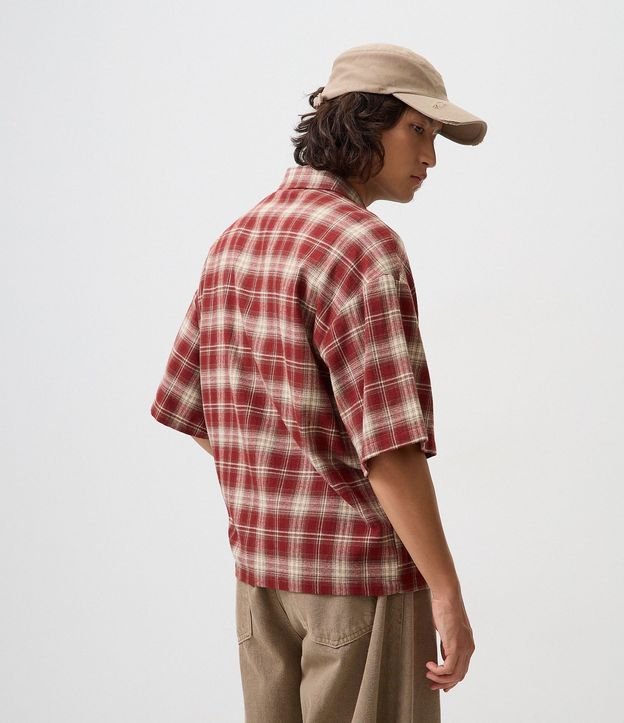 Camisa Relaxed en Franela de Cuadros con Cremallera 3