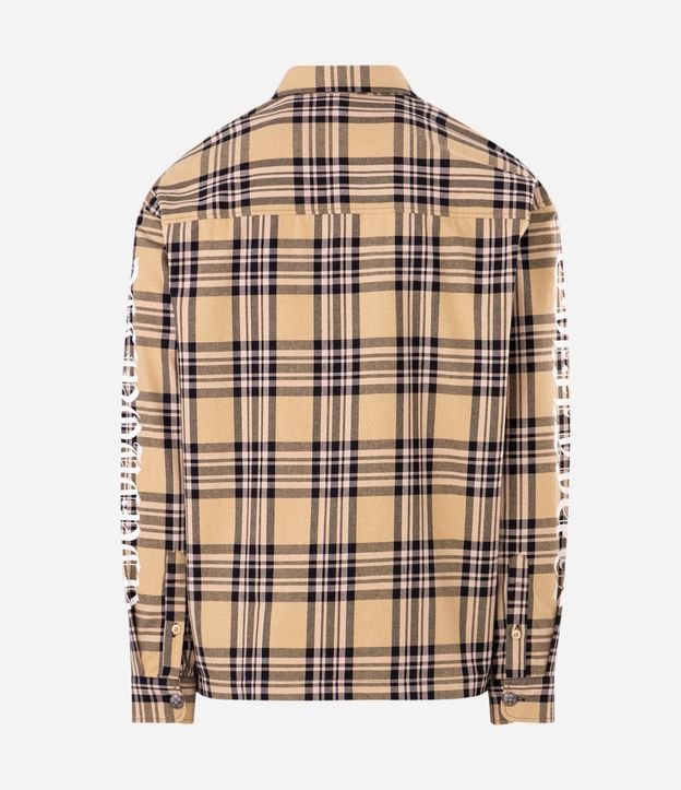 Camisa Oversized de Cuadros con Estampa en Las Mangas 5