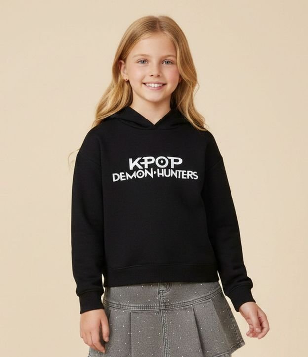 Buzo Infantil Oversized con Capucha y Estampado Huntrix – Talle 7 a 16 años