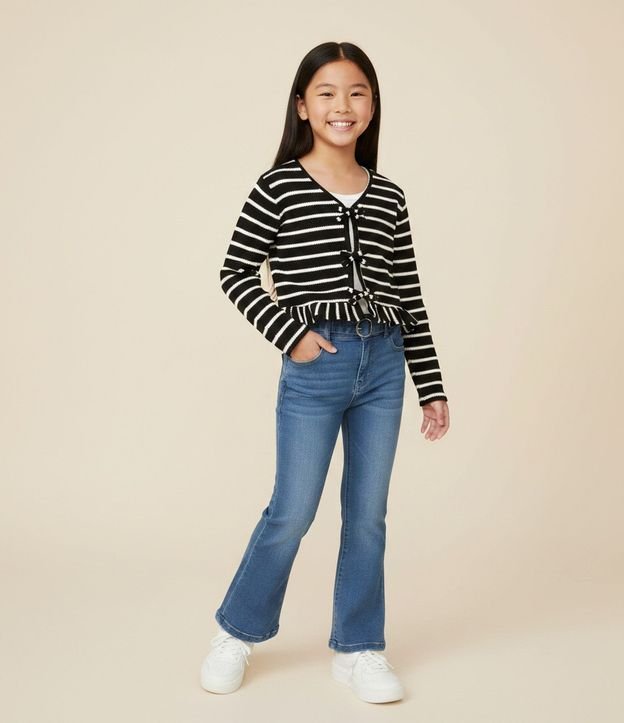 Pantalón Infantil Jeans Flare con Cinturón - Talle 5 a 16 años