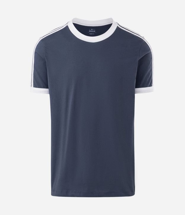 Remera Regular en Algodón con Rayas en los Hombros 2