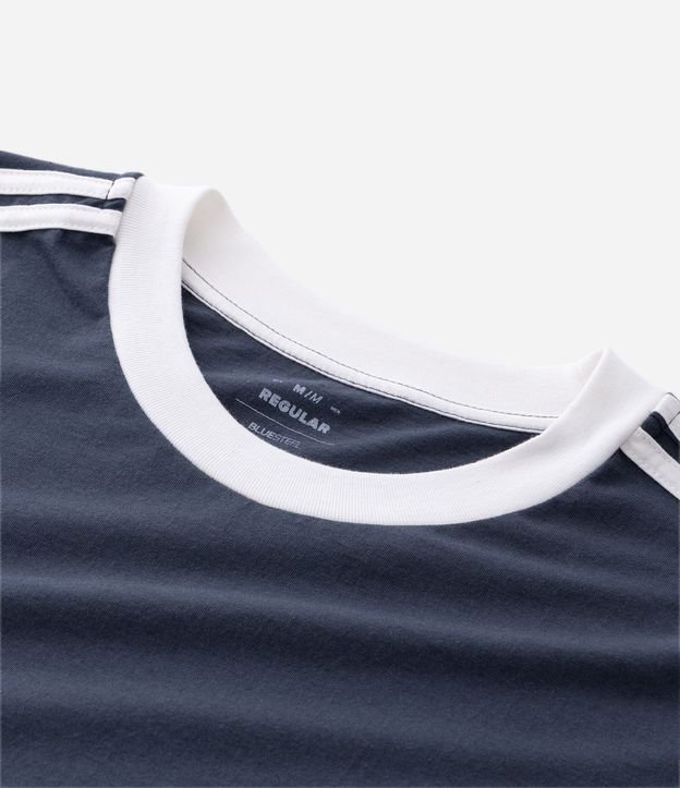 Remera Regular en Algodón con Rayas en los Hombros 5