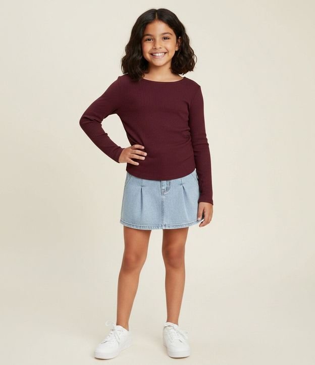 Blusa Infantil en Algodón con Drapeado Lateral - Talle 5 A 16 años