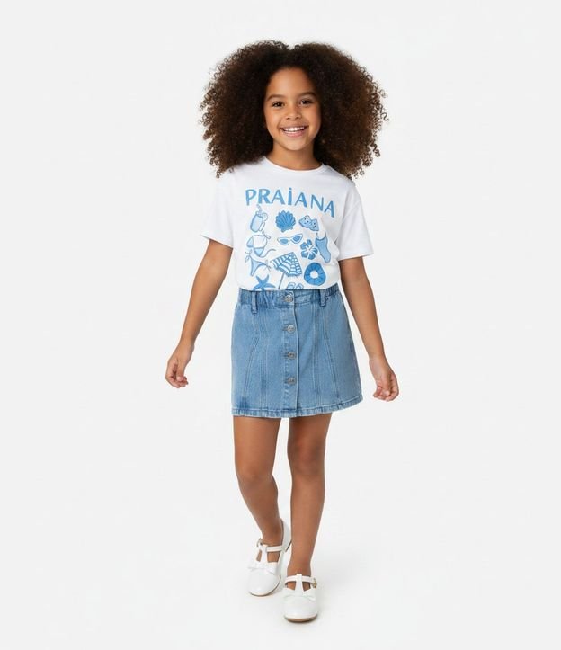 Short Pollera Infantil en Jeans con Botones Delanteros – Talle 7 a 16 años