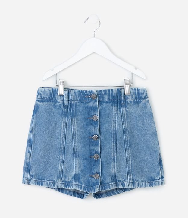 Short Pollera Infantil en Jeans con Botones Delanteros – Talle 7 a 16 años 2