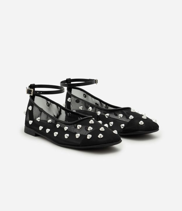 Zapatilla de Tela con Punta Cuadrada y Aplicación de Piedritas 2