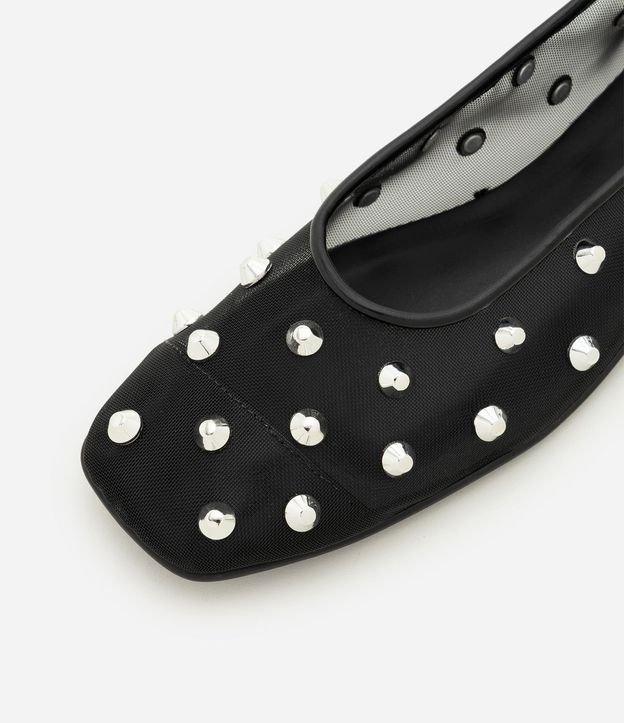 Zapatilla de Tela con Punta Cuadrada y Aplicación de Piedritas 5