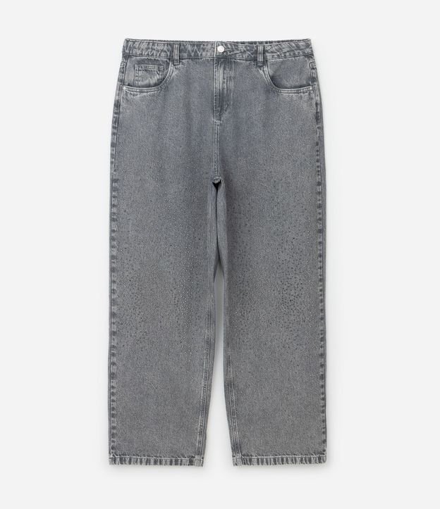 Pantalón de Jean Recto Cinza con Brillos Curve & Plus Size 6