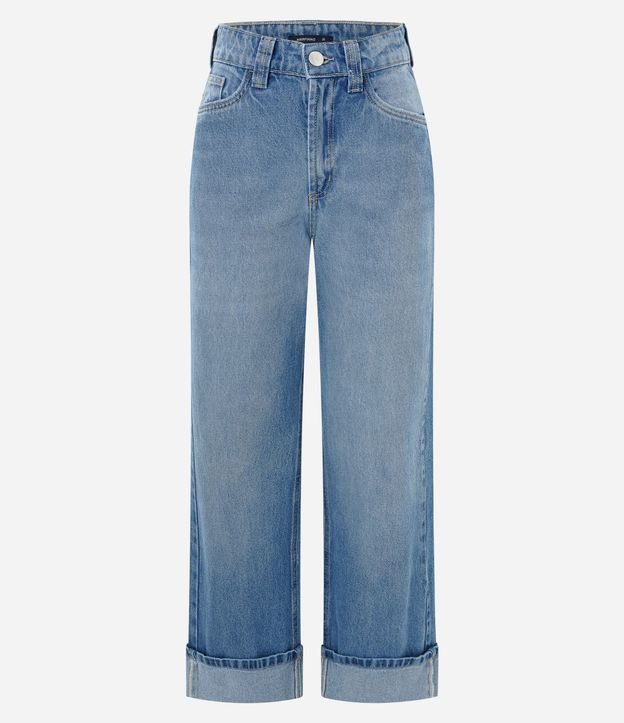 Pantalón Recto Comfort en Jeans con Cintura Alta y Ruedo Plegado 3
