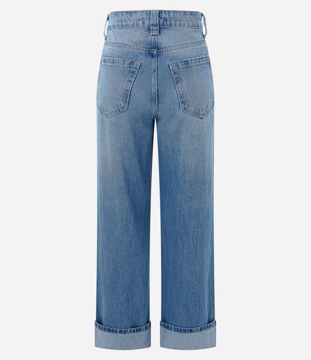 Pantalón Recto Comfort en Jeans con Cintura Alta y Ruedo Plegado 4
