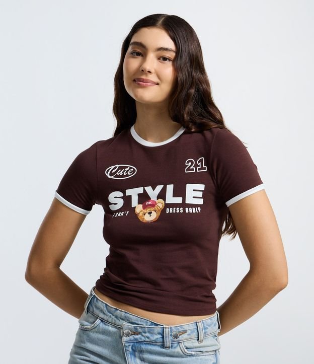 Remera New T-shirt con Estampado Oso Cute Style