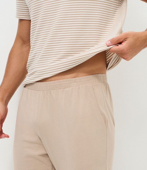 Pijama Larga de Rayas en Viscosa con Pantalón Liso 3