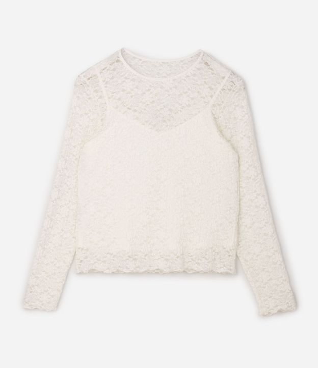 Blusa de Encaje Floral Manga Larga Curve & Plus Size 4