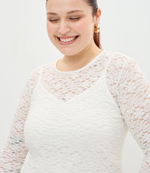 Blusa de Encaje Floral Manga Larga Curve & Plus Size 3
