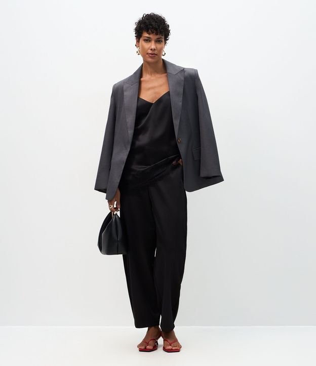 Pantalón Wide Leg Satinada con Trabillas en la Cintura