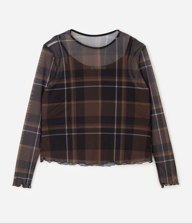 Blusa de Tul Cuadrillé con Enagua y Bajo Ondulado Curve & Plus Size