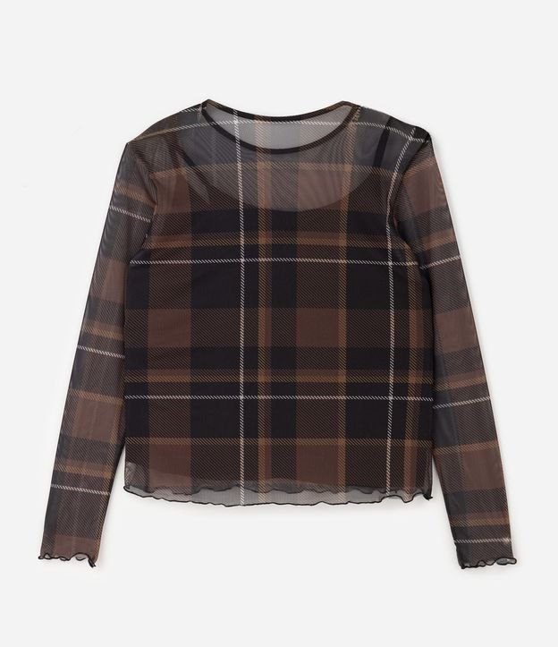 Blusa de Tul Cuadrillé con Enagua y Bajo Ondulado Curve & Plus Size 6