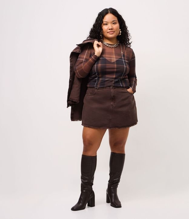 Blusa de Tul Cuadrillé con Enagua y Bajo Ondulado Curve & Plus Size 2